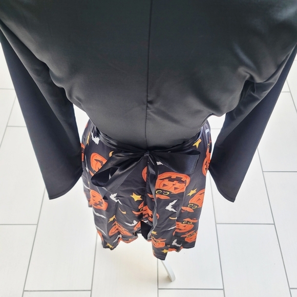 Little Black ✦ Halloween Pumpkin Dress ✦ Ribbon Belt Scalloped Sweetheart M - Picture 7 of 16